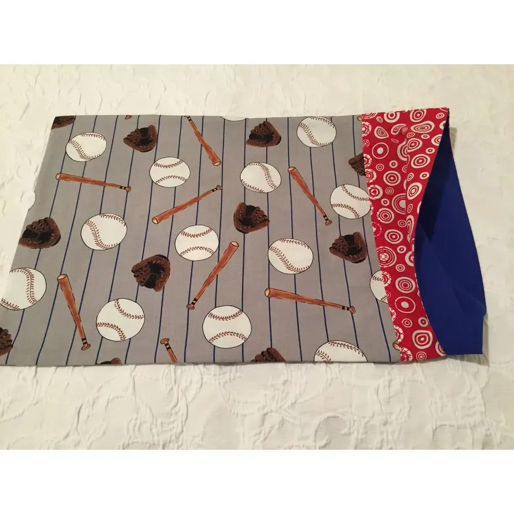 PLAY BALL! Toddler/Travel Size 100% Cotton Handmade PILLOWCASE